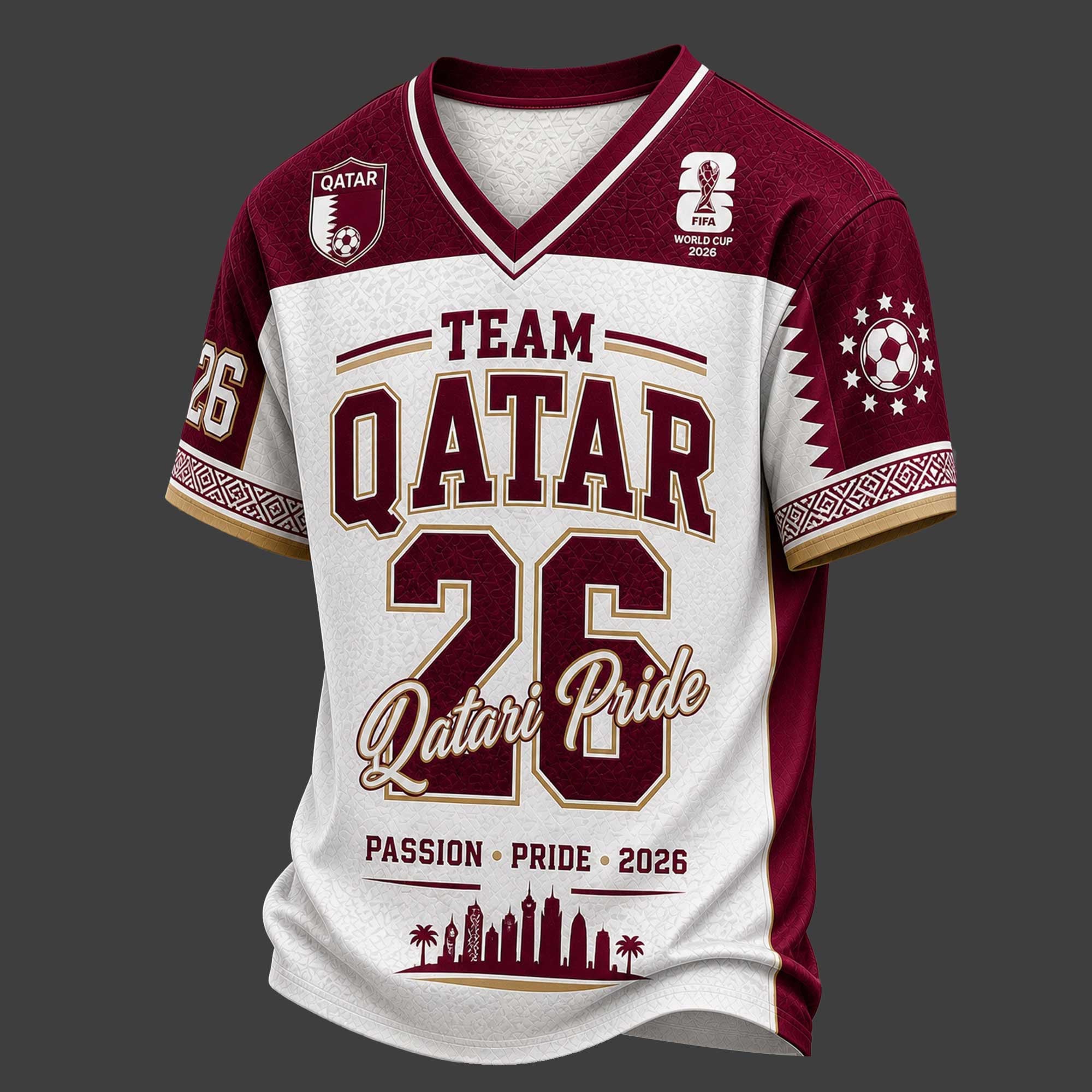 Qatar World Cup 2026 V-neck Jersey