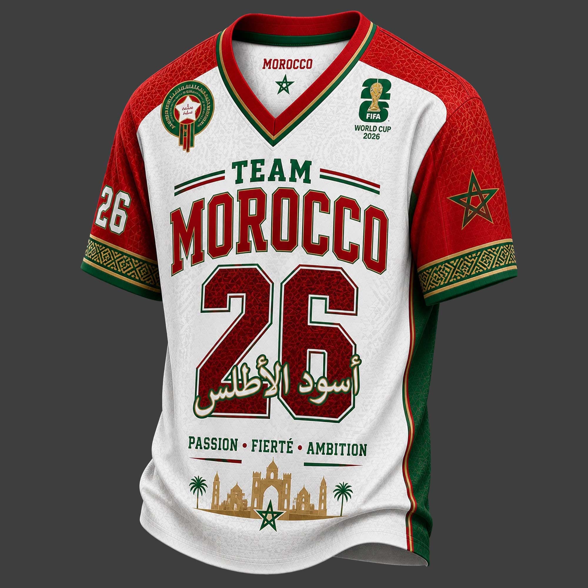 Morocco World Cup 2026 V-neck Jersey