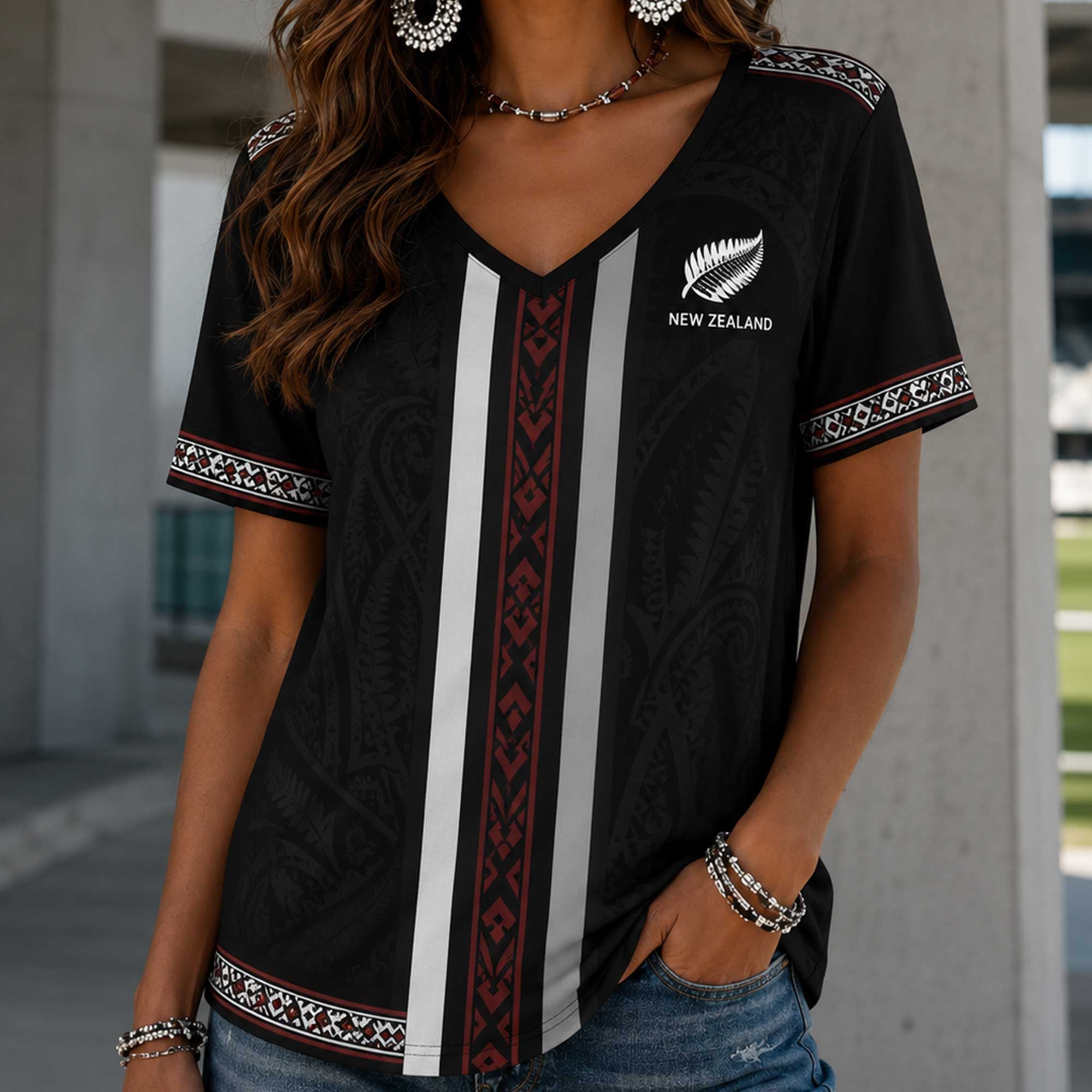 New Zealand Wc26 Heritage Women V-neck Shirt