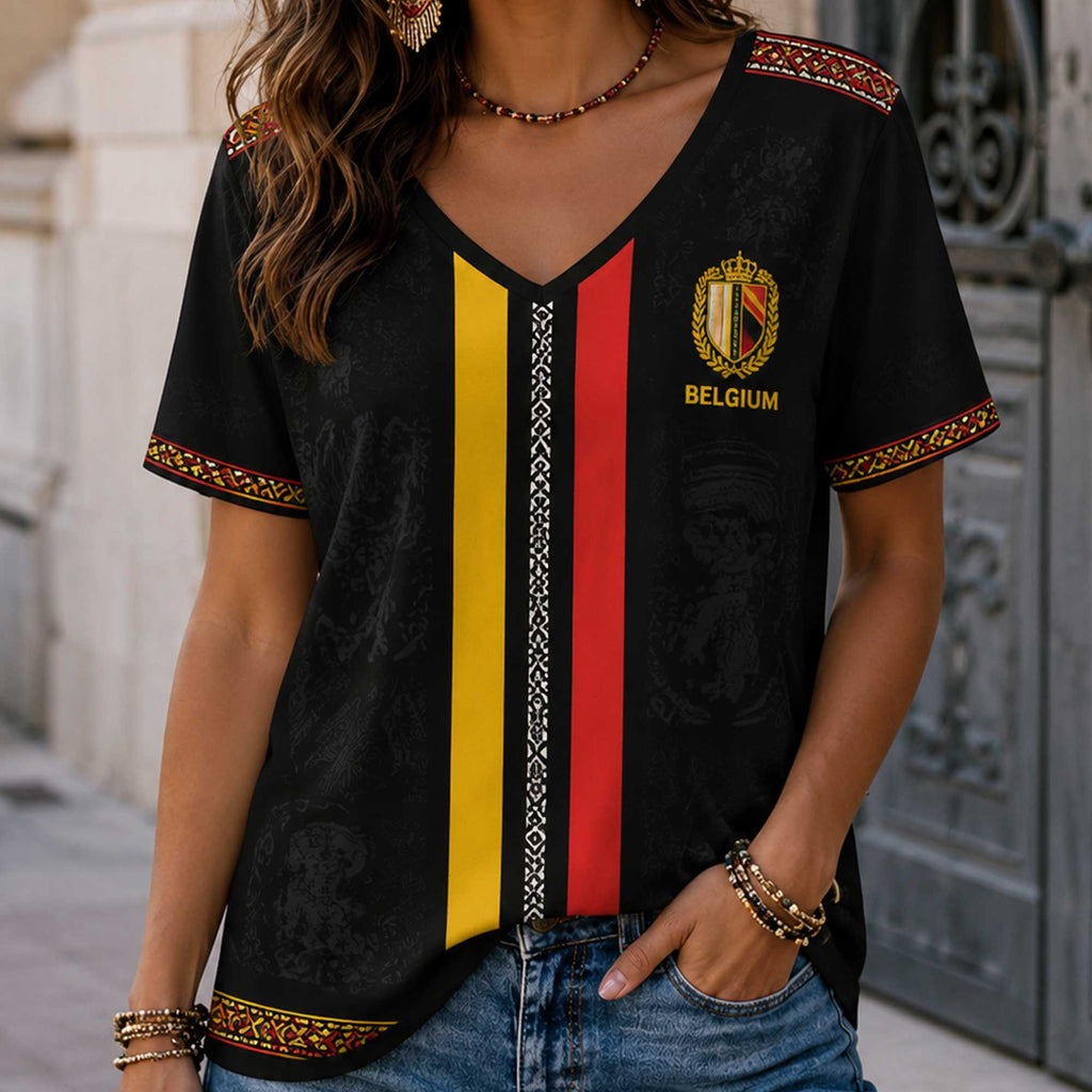Belgium Wc26 Heritage Women V-neck Shirt