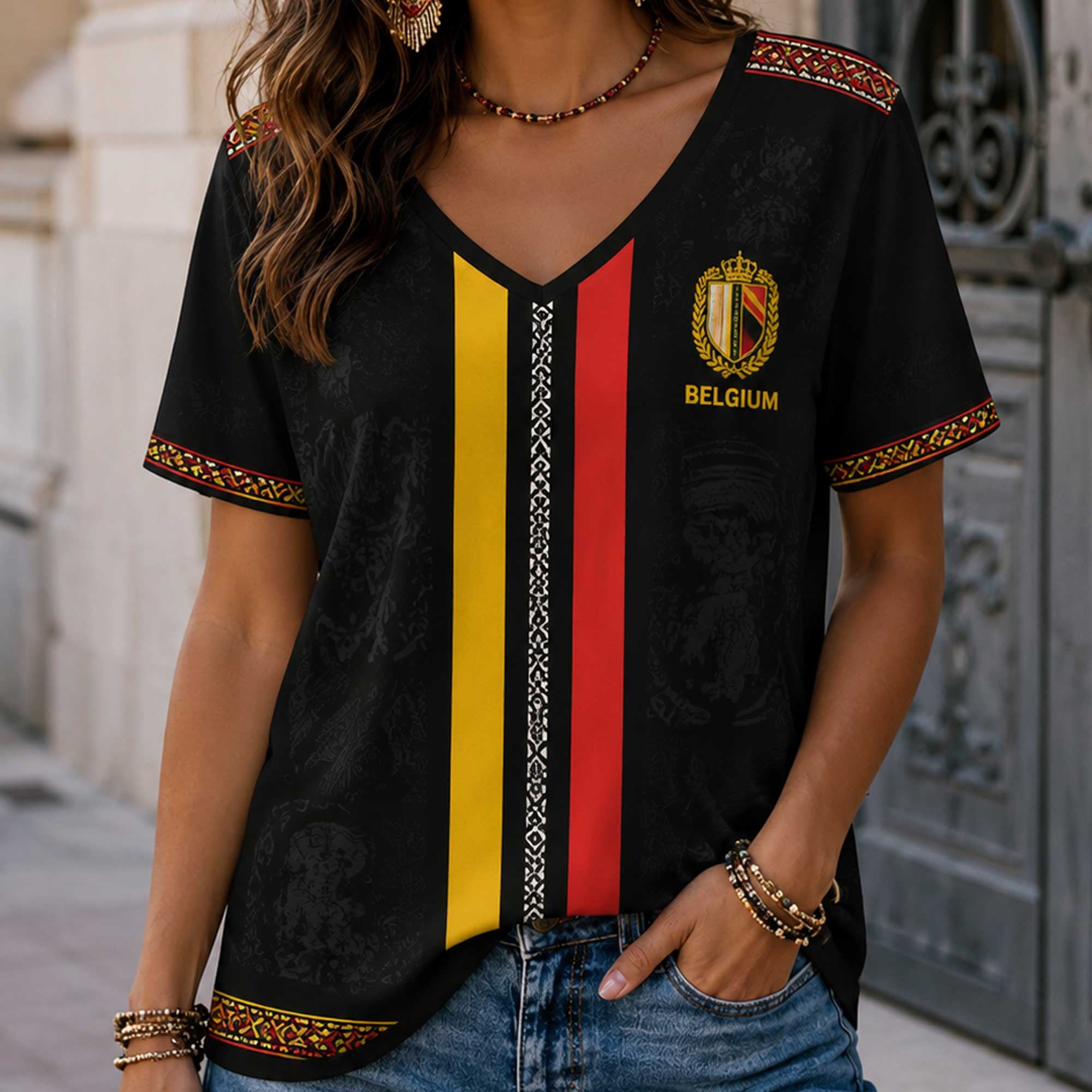 Belgium Wc26 Heritage Women V-neck Shirt