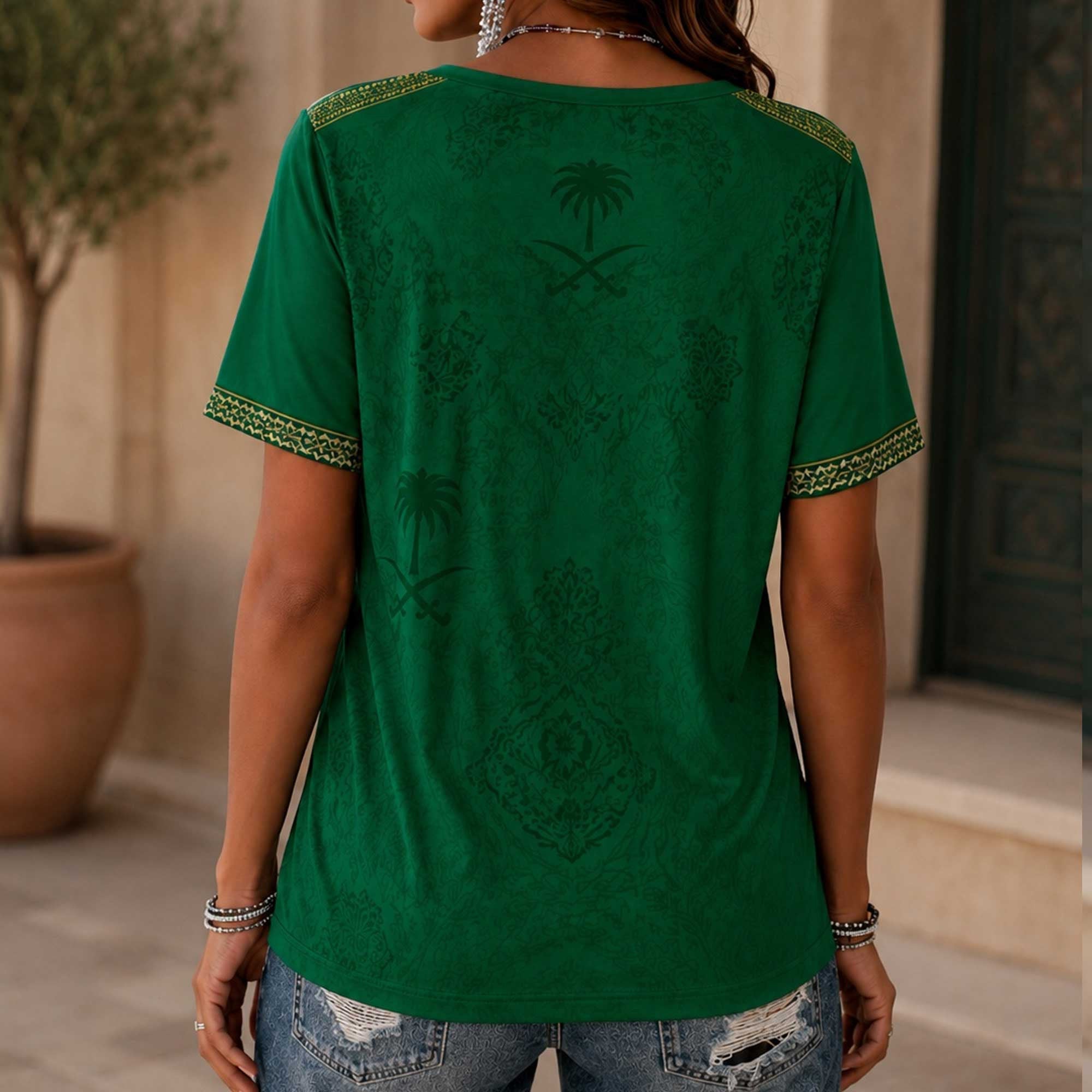 Saudi Arabia Wc26 Heritage Women V-neck Shirt