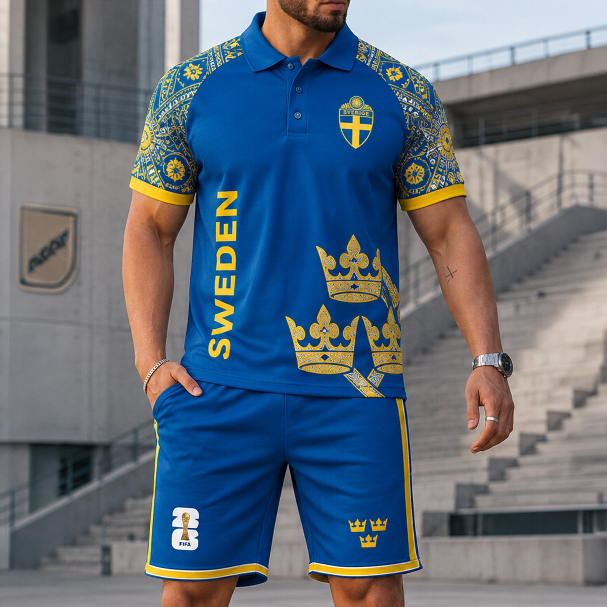 Sweden Wc26 Polo Short Set Pvt015