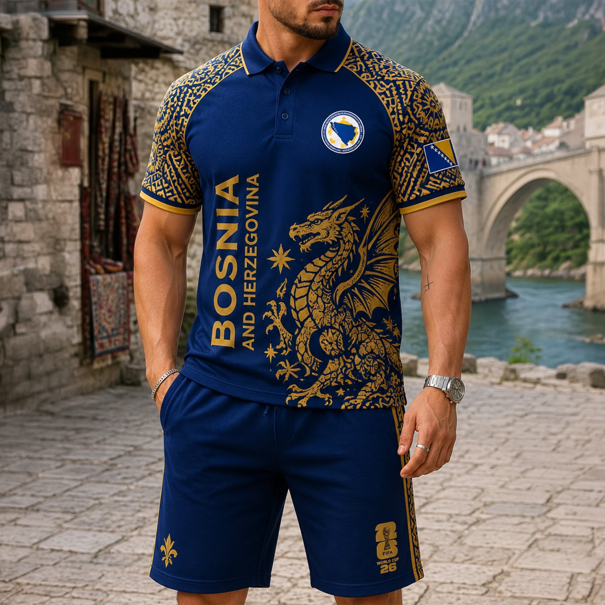 Bosnia And Herzegovina Wc26 Polo Short Set Pvt015