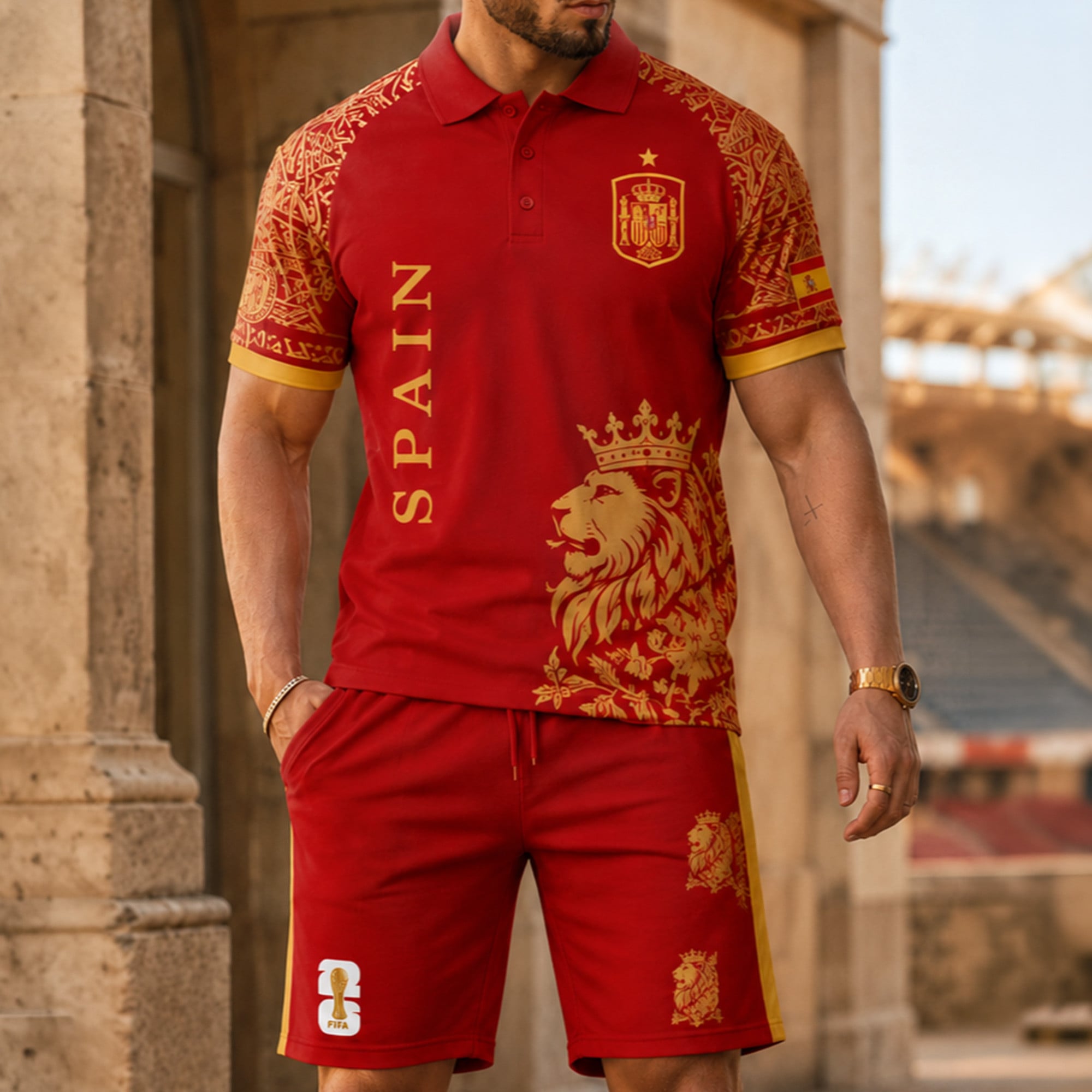 Spain Wc26 Polo Short Set Pvt015