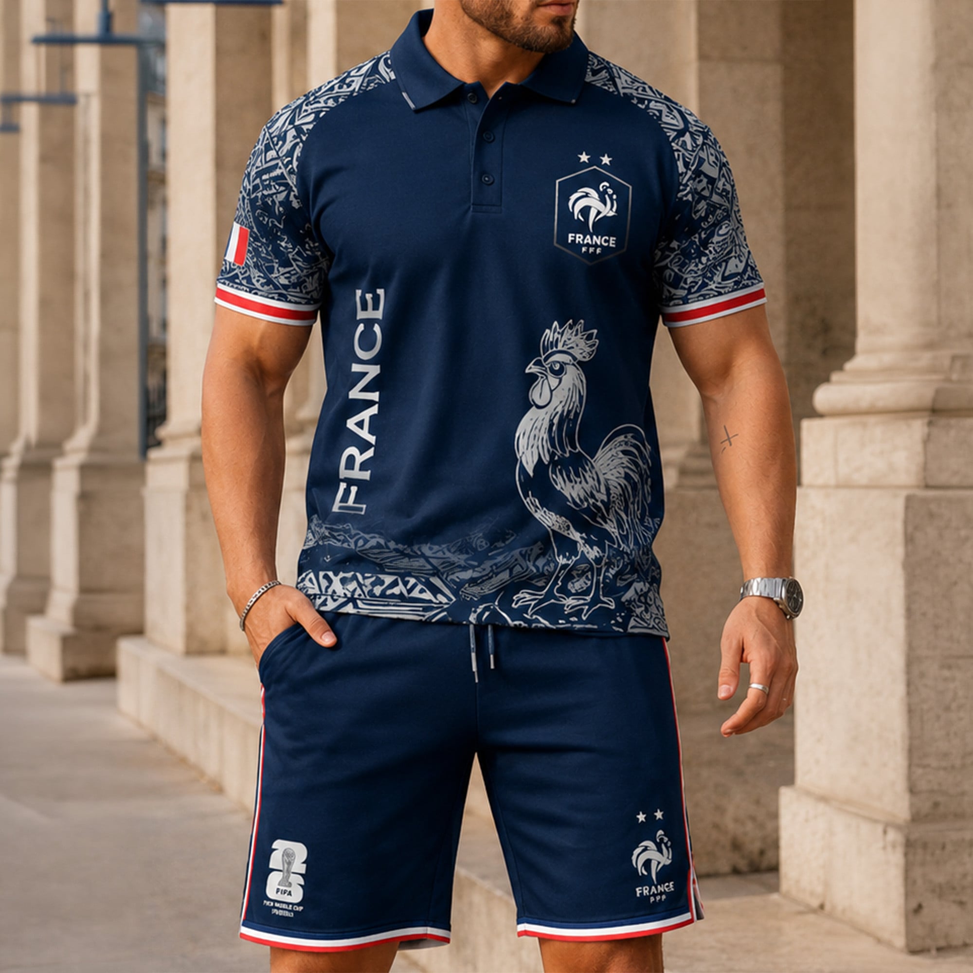 France Wc26 Polo Short Set Pvt015