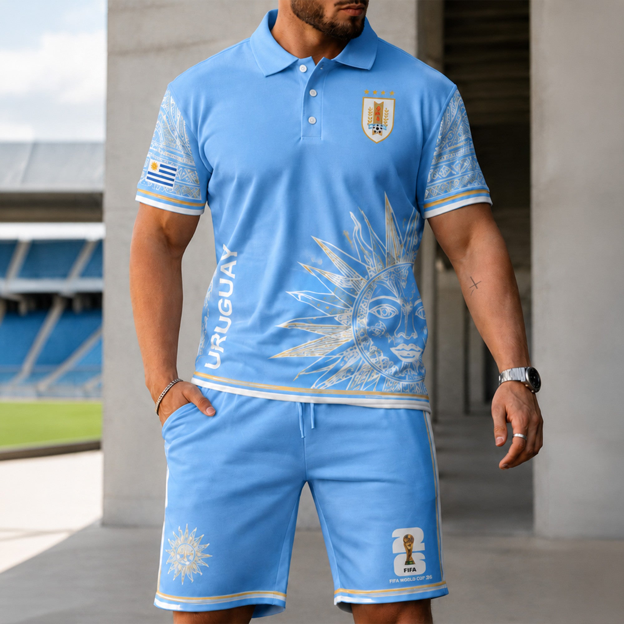 Uruguay Wc26 Polo Short Set Pvt015