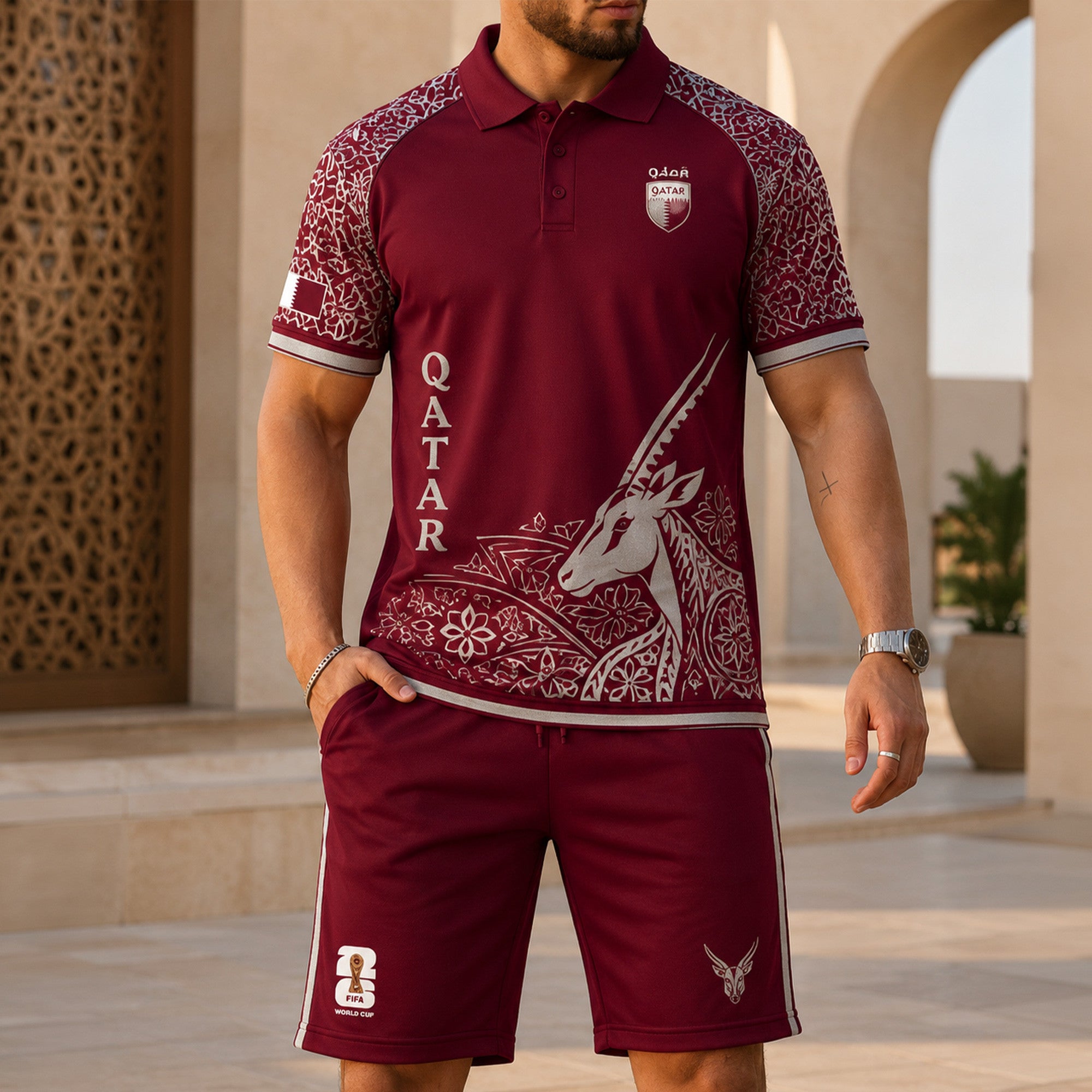 Qatar Wc26 Polo Short Set Pvt015