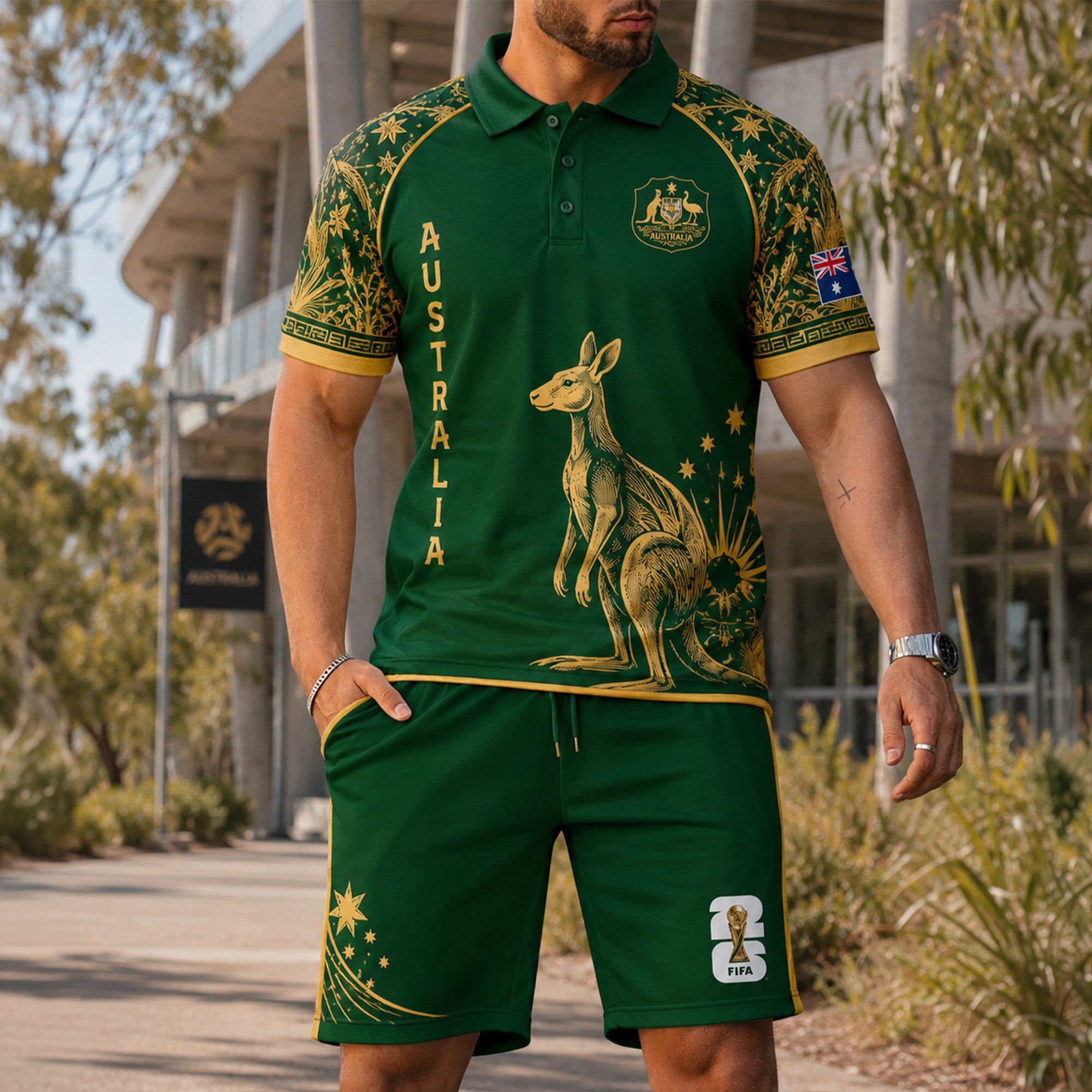 Australia Wc26 Polo Short Set Pvt015