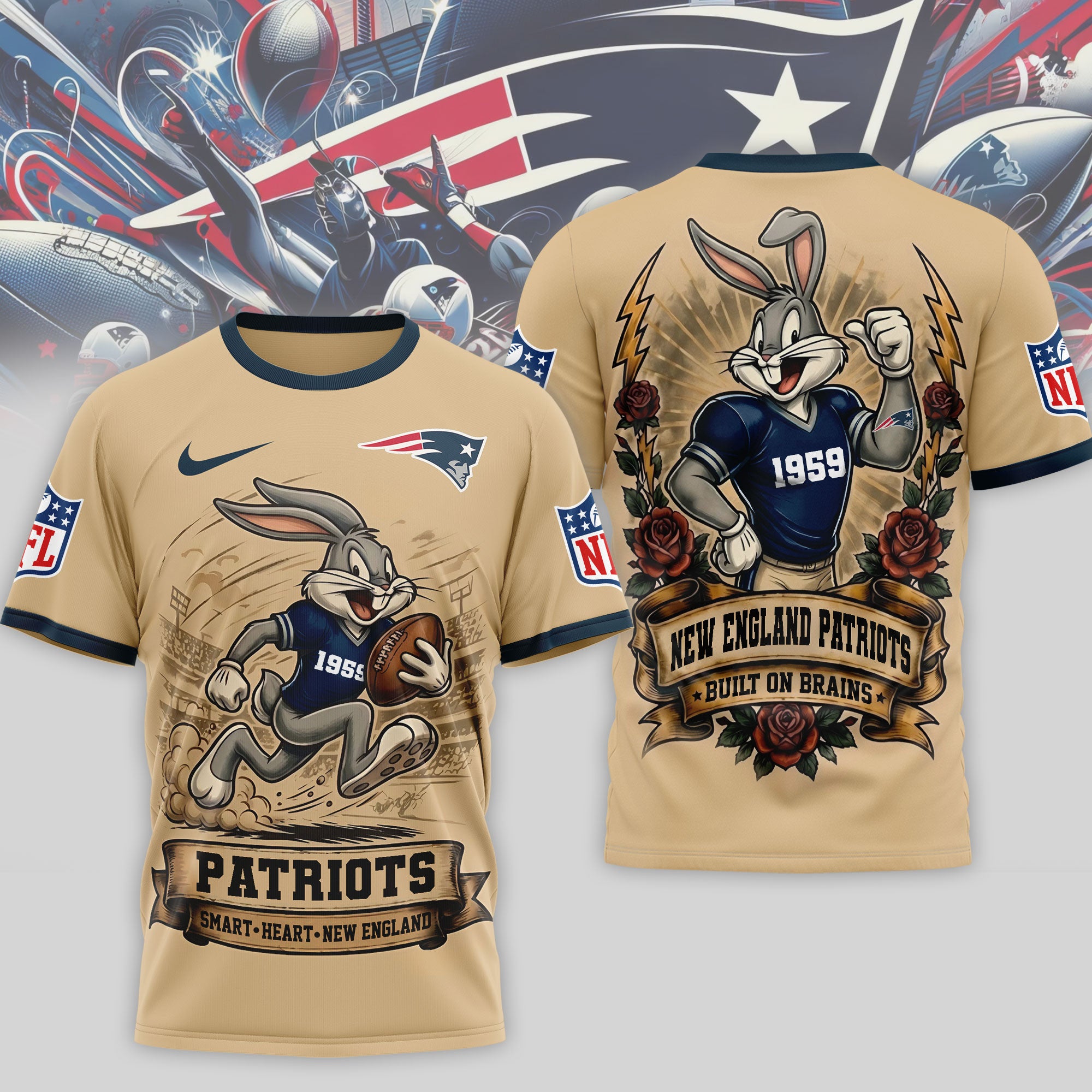 Ne.patriots | Premium  Old School Game Day 3d Shirt Nf1