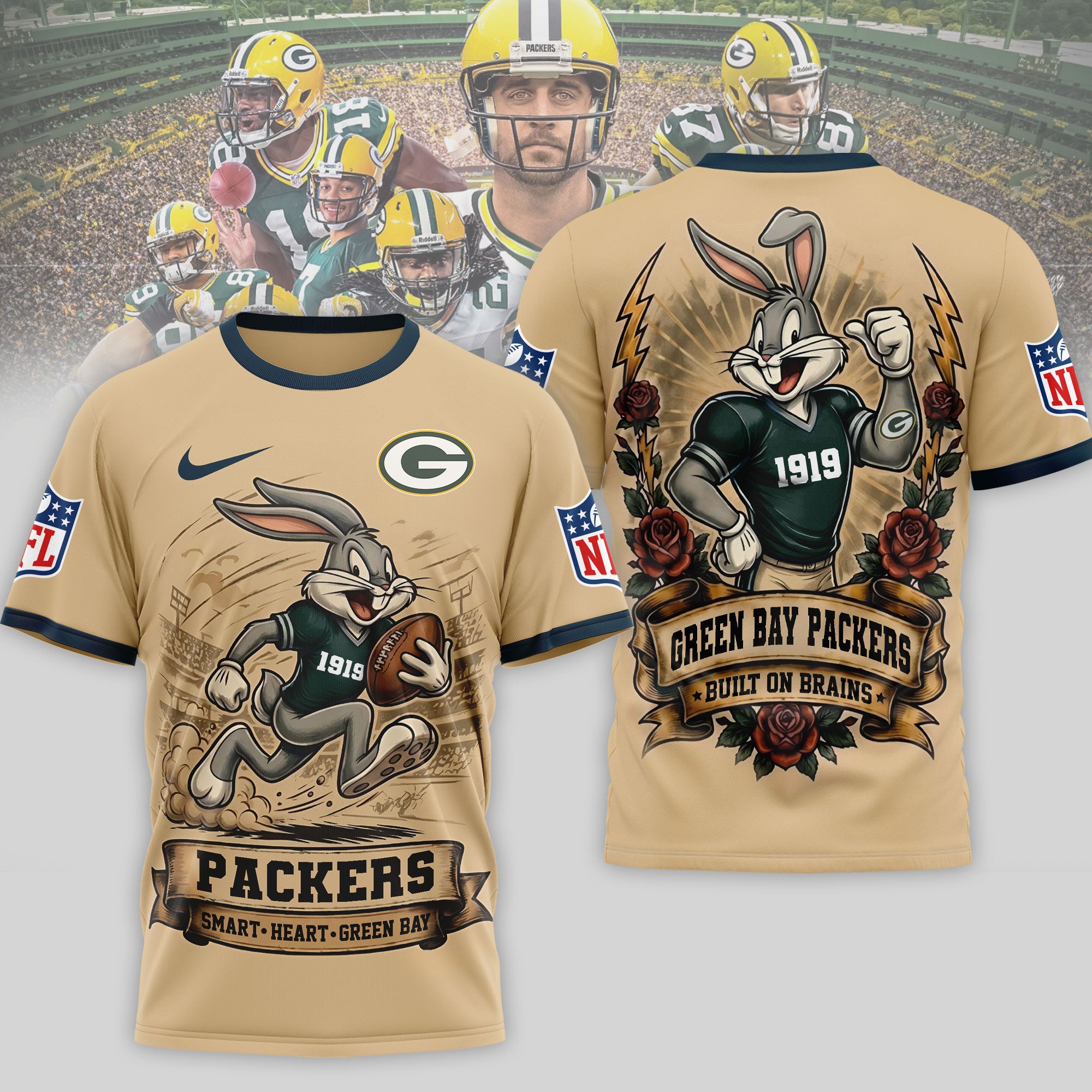 Gb.packers | Premium  Old School Game Day 3d Shirt Nf1