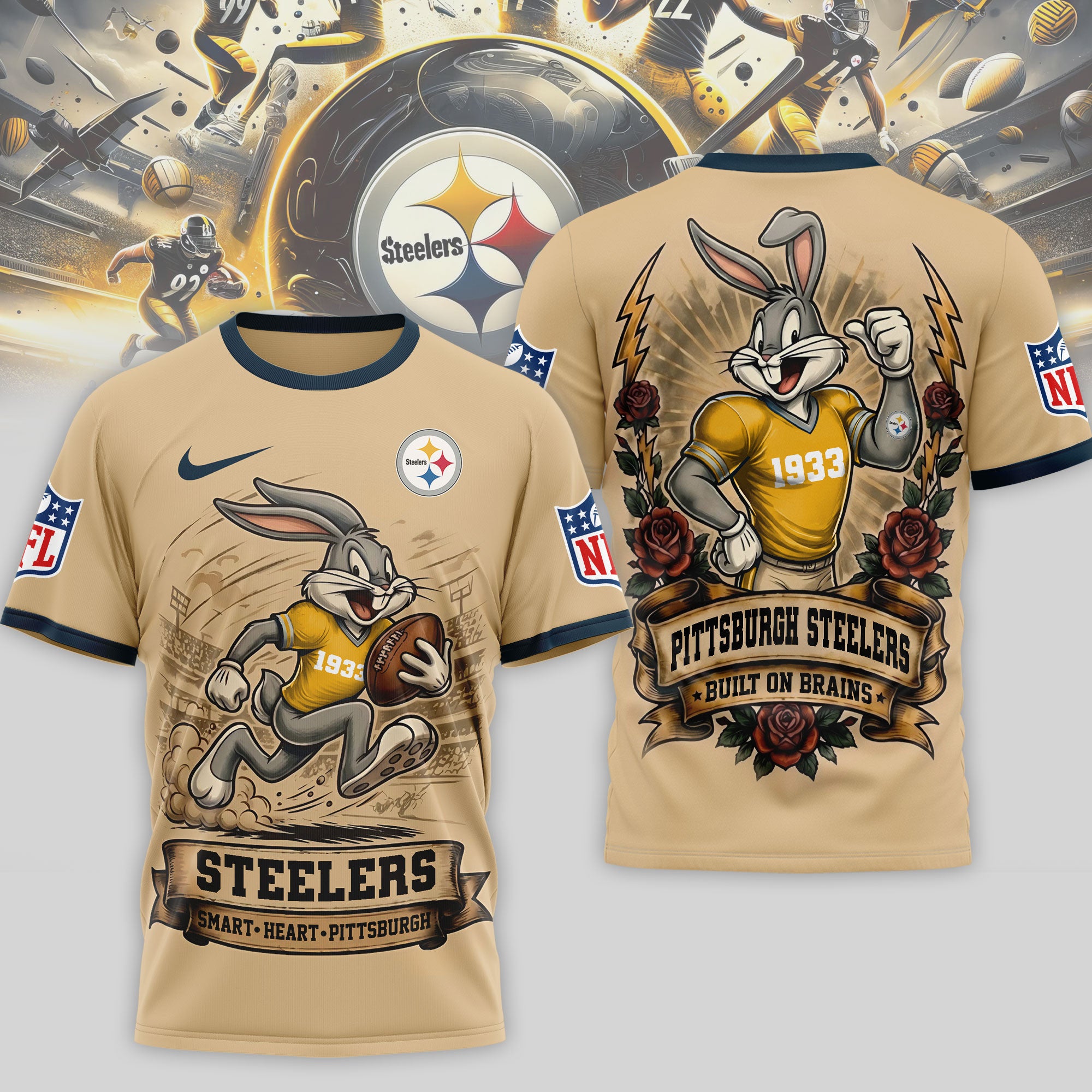 P.steelers | Premium  Old School Game Day 3d Shirt Nf1