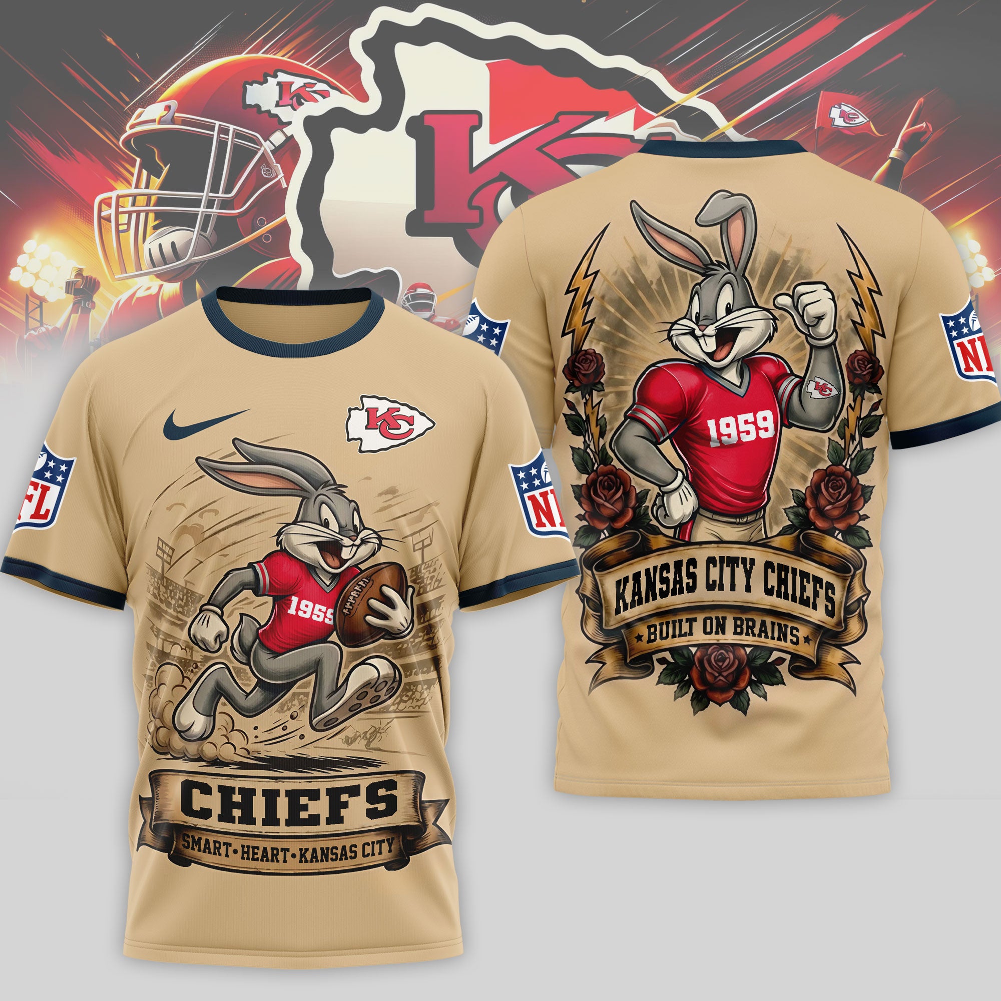 Kc.chiefs | Premium  Old School Game Day 3d Shirt Nf1
