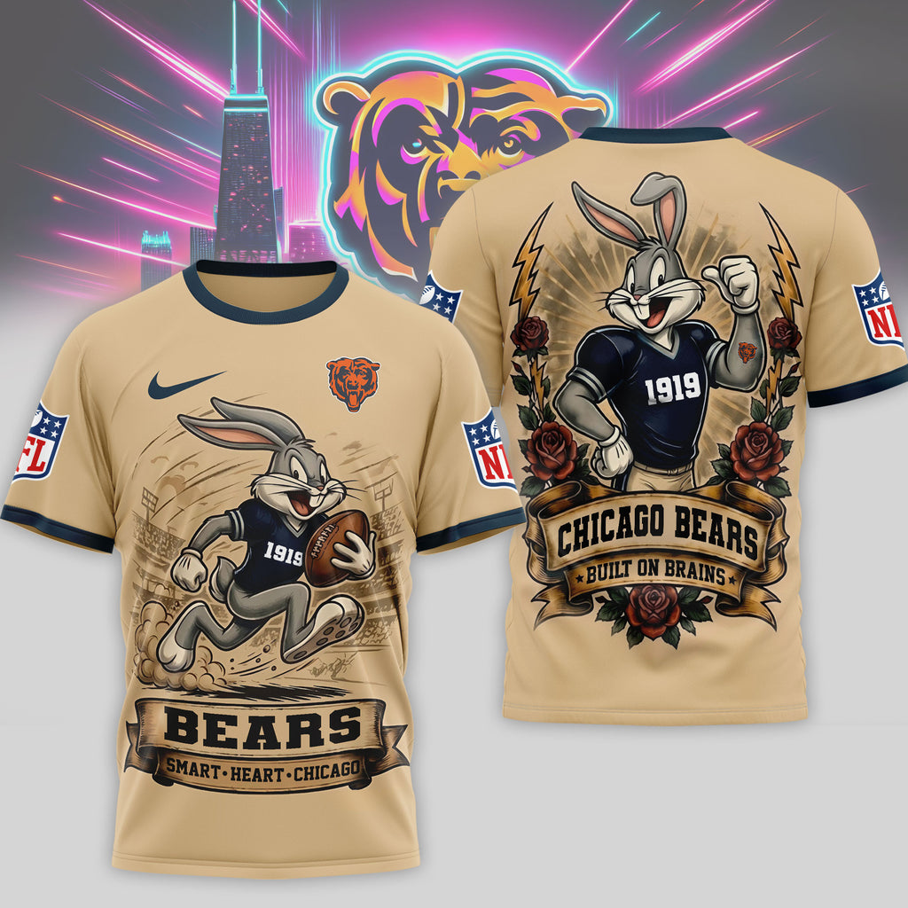 C.bears | Premium  Old School Game Day 3d Shirt Nf1