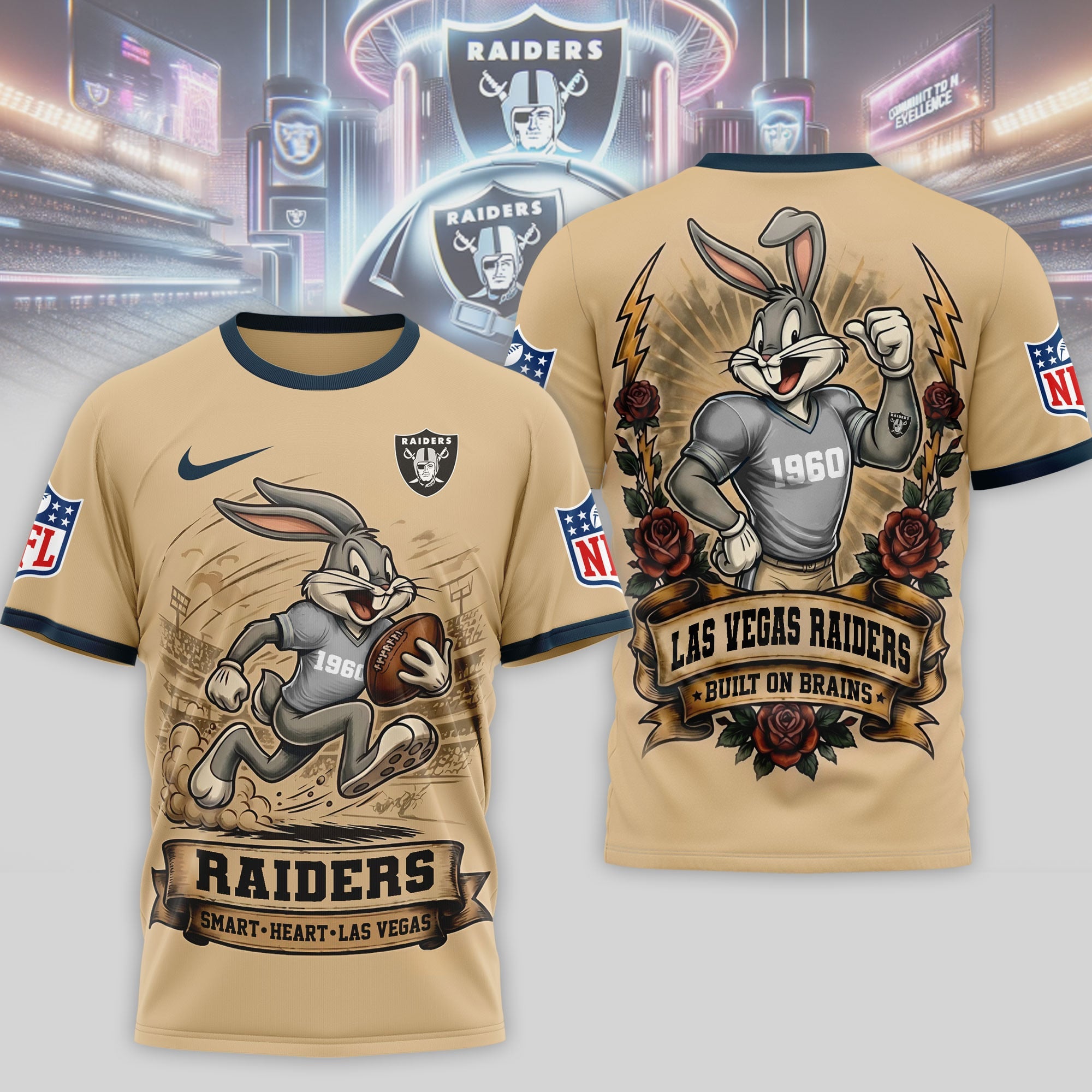 Lv.raiders | Premium  Old School Game Day 3d Shirt Nf1