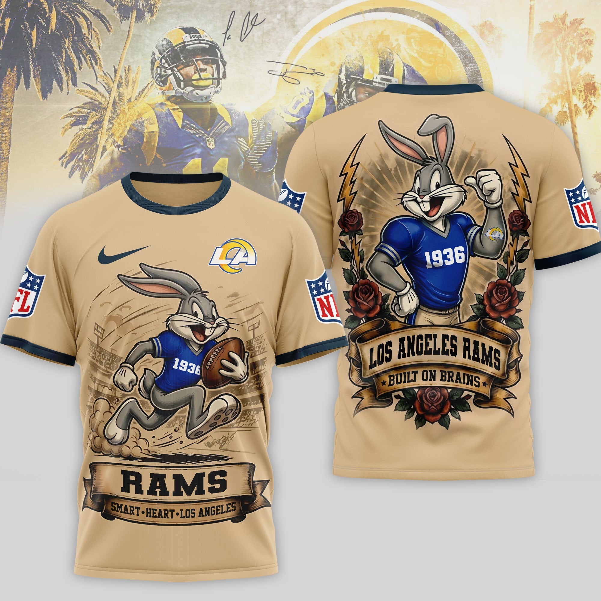 La.rams | Premium  Old School Game Day 3d Shirt Nf1