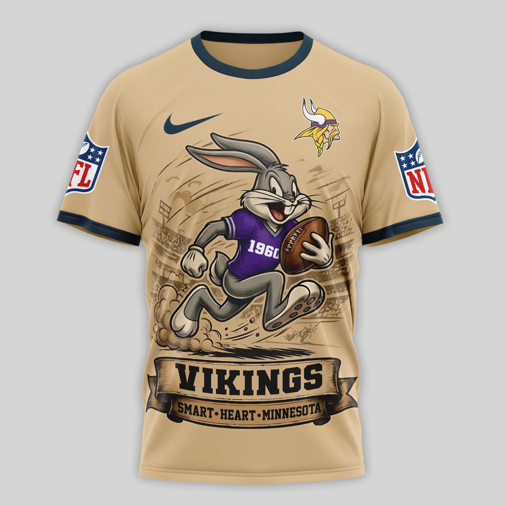 M.vikings | Premium  Old School Game Day 3d Shirt Nf1