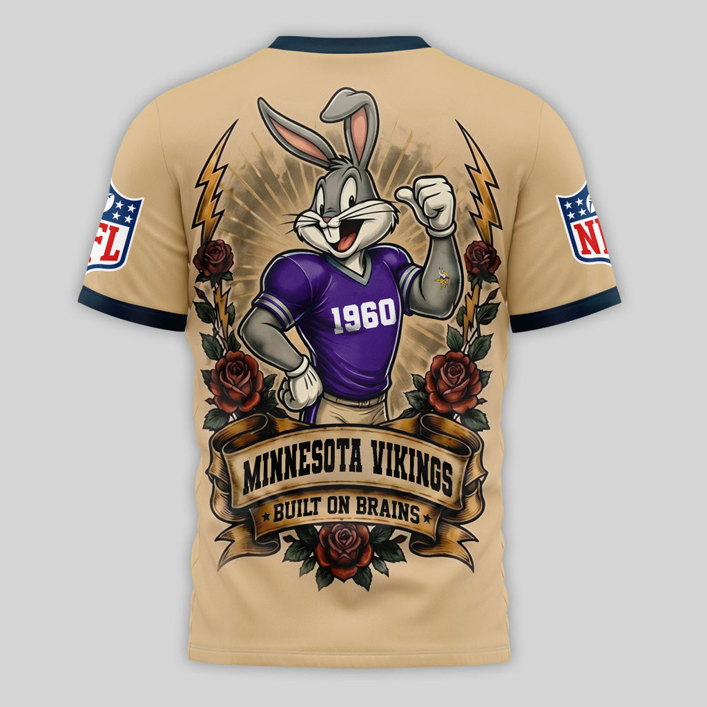 M.vikings | Premium  Old School Game Day 3d Shirt Nf1