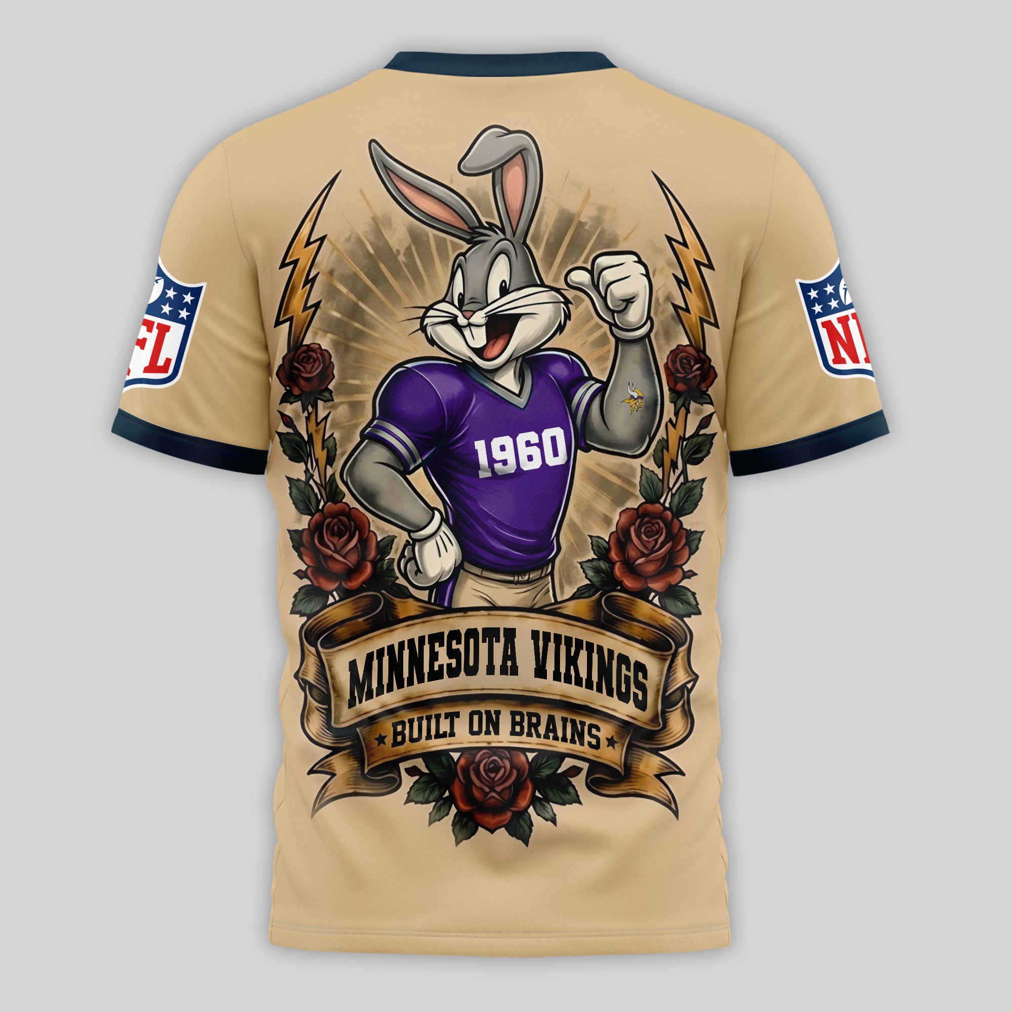 M.vikings | Premium  Old School Game Day 3d Shirt Nf1