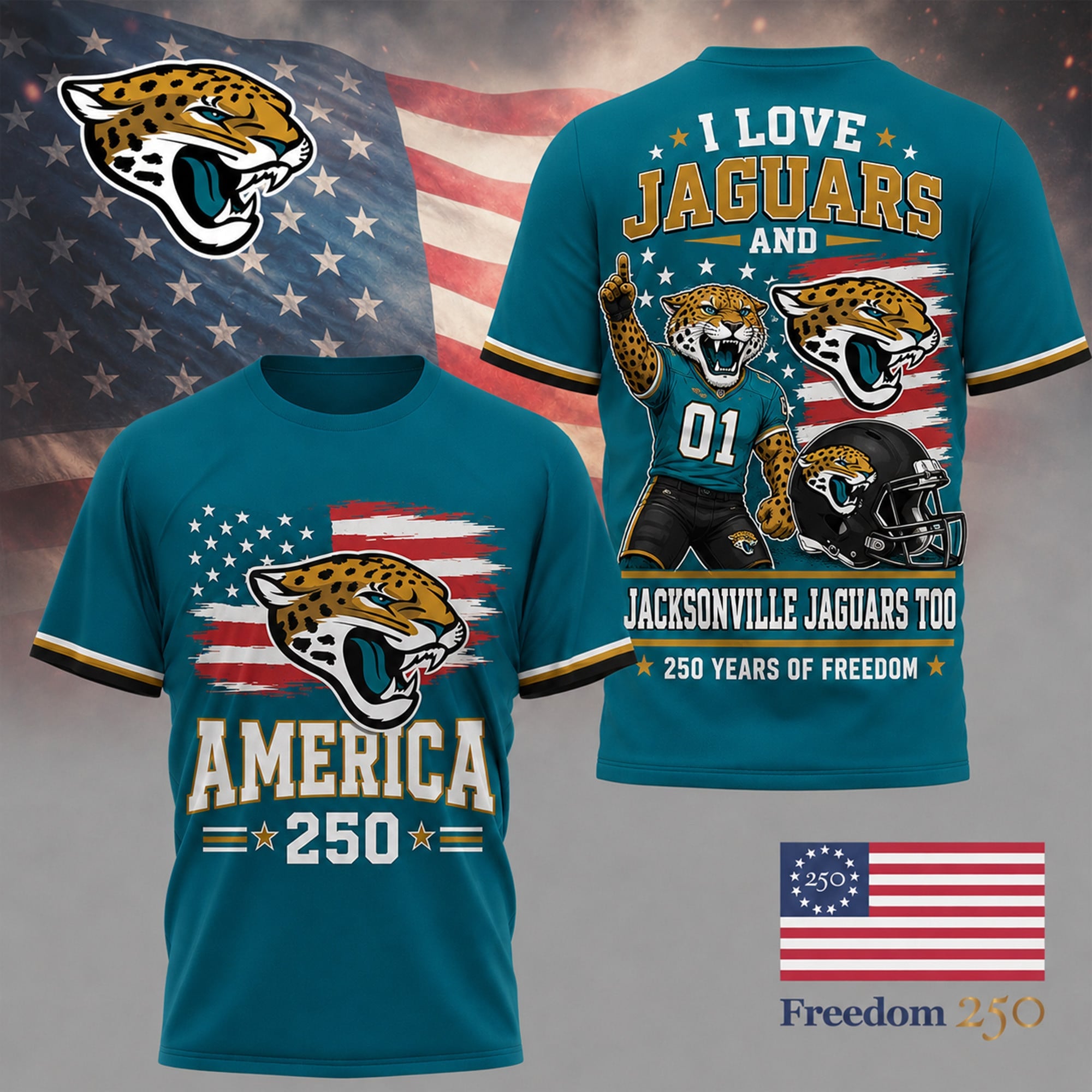 J.jaguars | Premium .n.f.l. Freedom Spirit 3d Shirt Ny