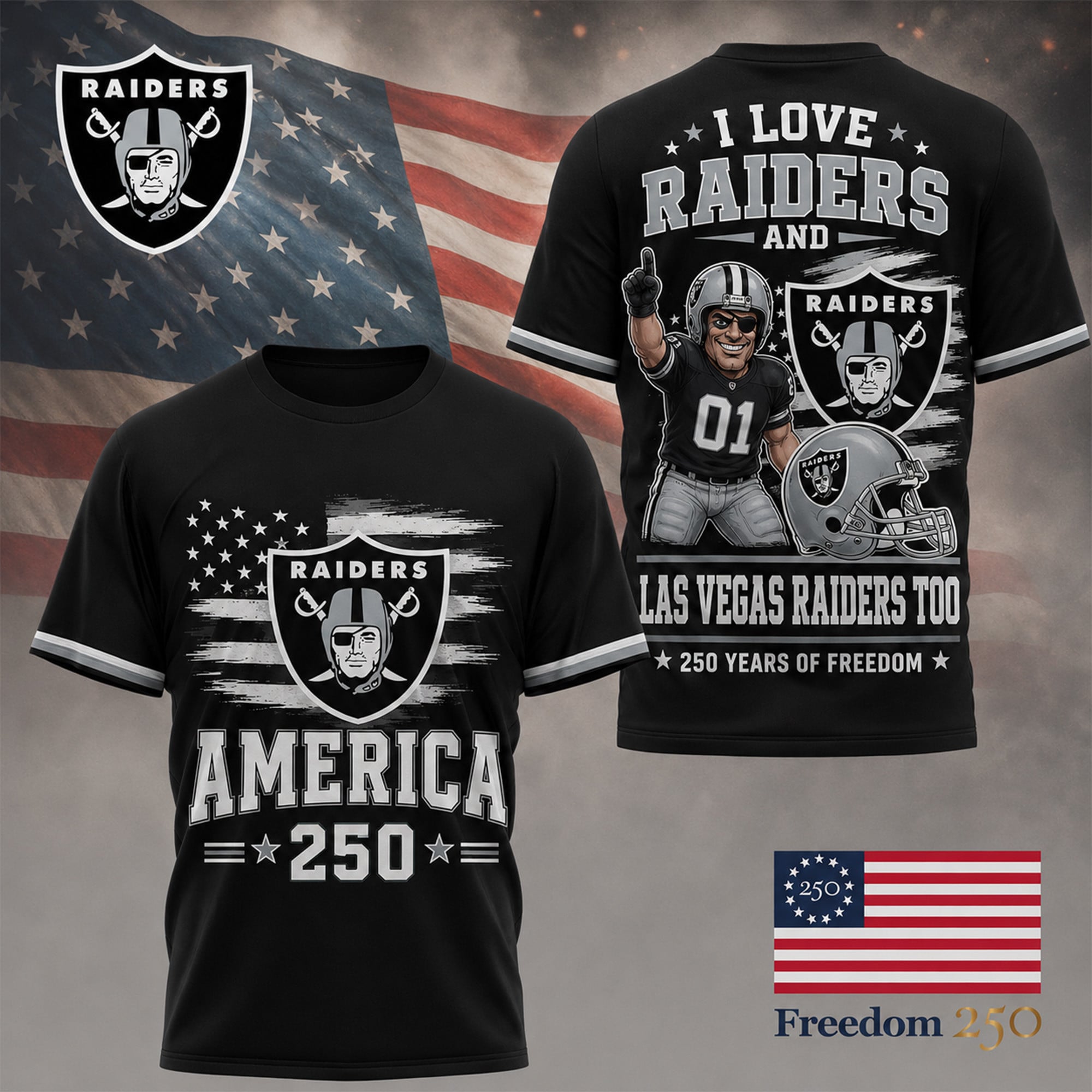Lv.raiders | Premium .n.f.l. Freedom Spirit 3d Shirt Ny