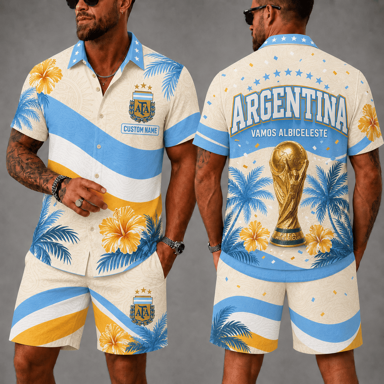 Argentina Wc 26 Hawaii Shorts Set