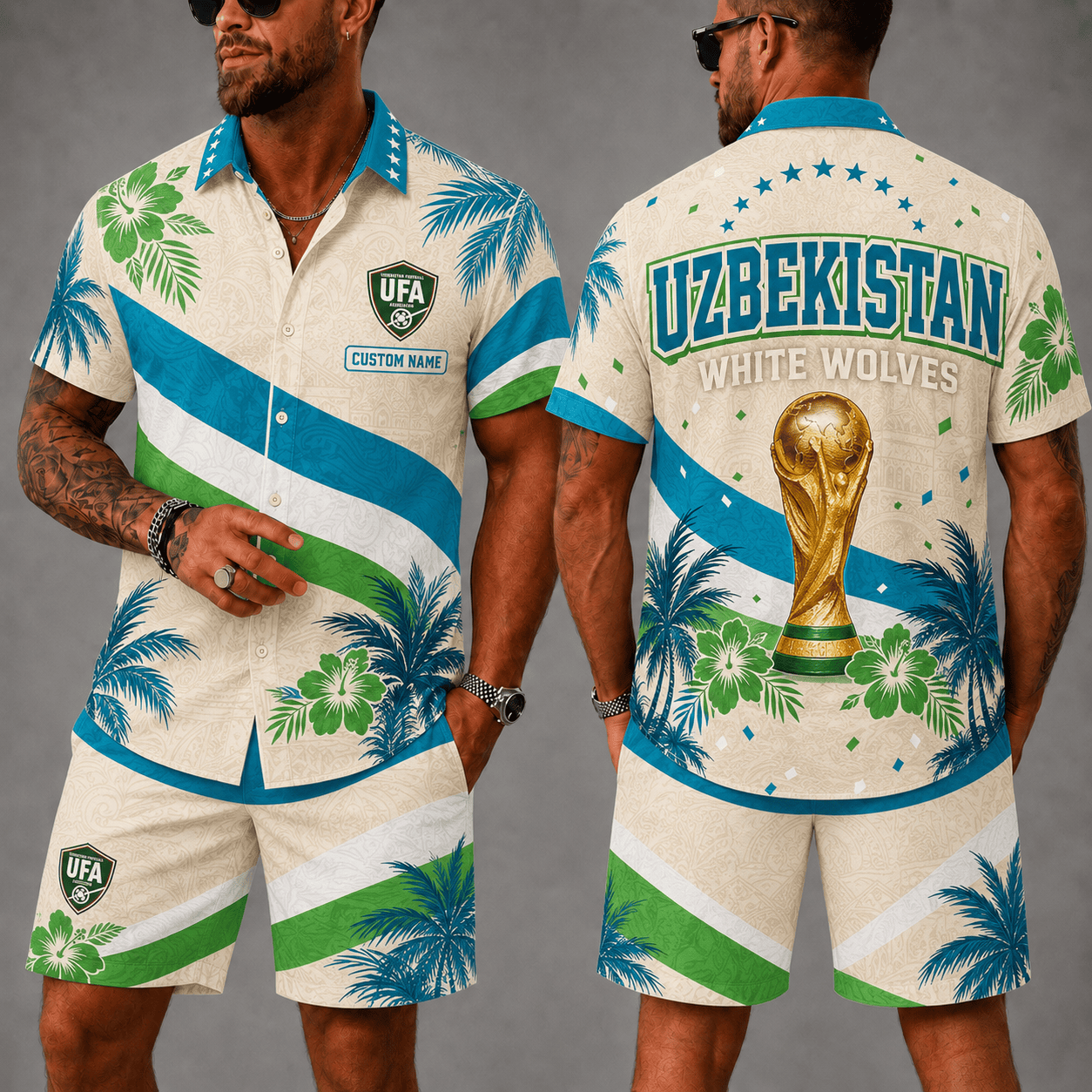 Uzbekistan Wc 26 Hawaii Shorts Set