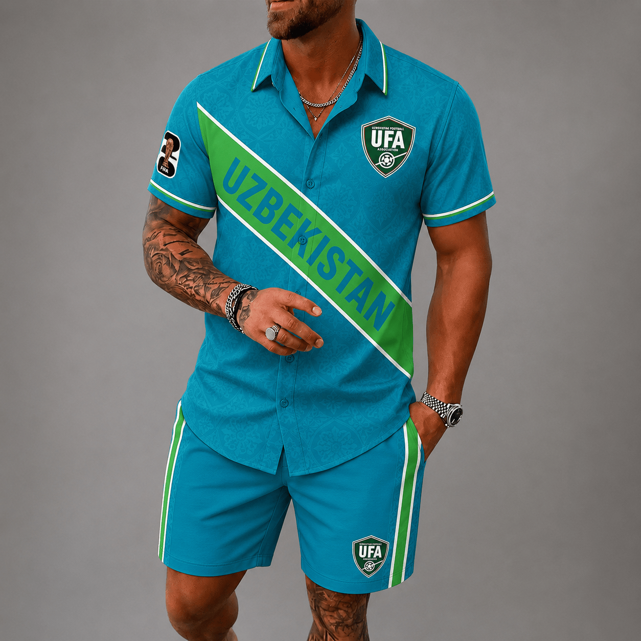 Uzbekistan WC26 Hawaii Short Set Pvt023
