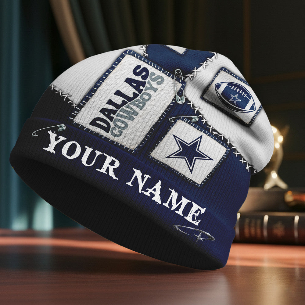 D.cowboys | Premium  Heritage Patch Beanie Hat Nf1