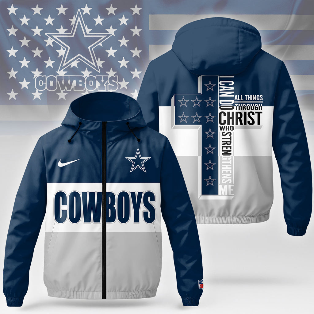 D.cowboys | Premium  Strength Through Christ Windbreaker Jacket Nf1