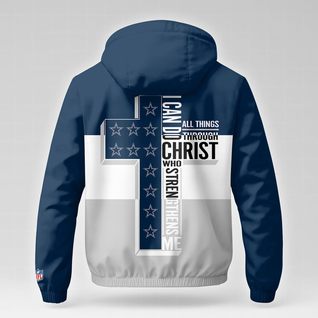D.cowboys | Premium  Strength Through Christ Windbreaker Jacket Nf1