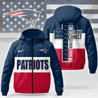 Ne.patriots | Premium  Strength Through Christ Windbreaker Jacket Nf1