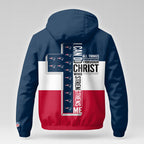 Ne.patriots | Premium  Strength Through Christ Windbreaker Jacket Nf1