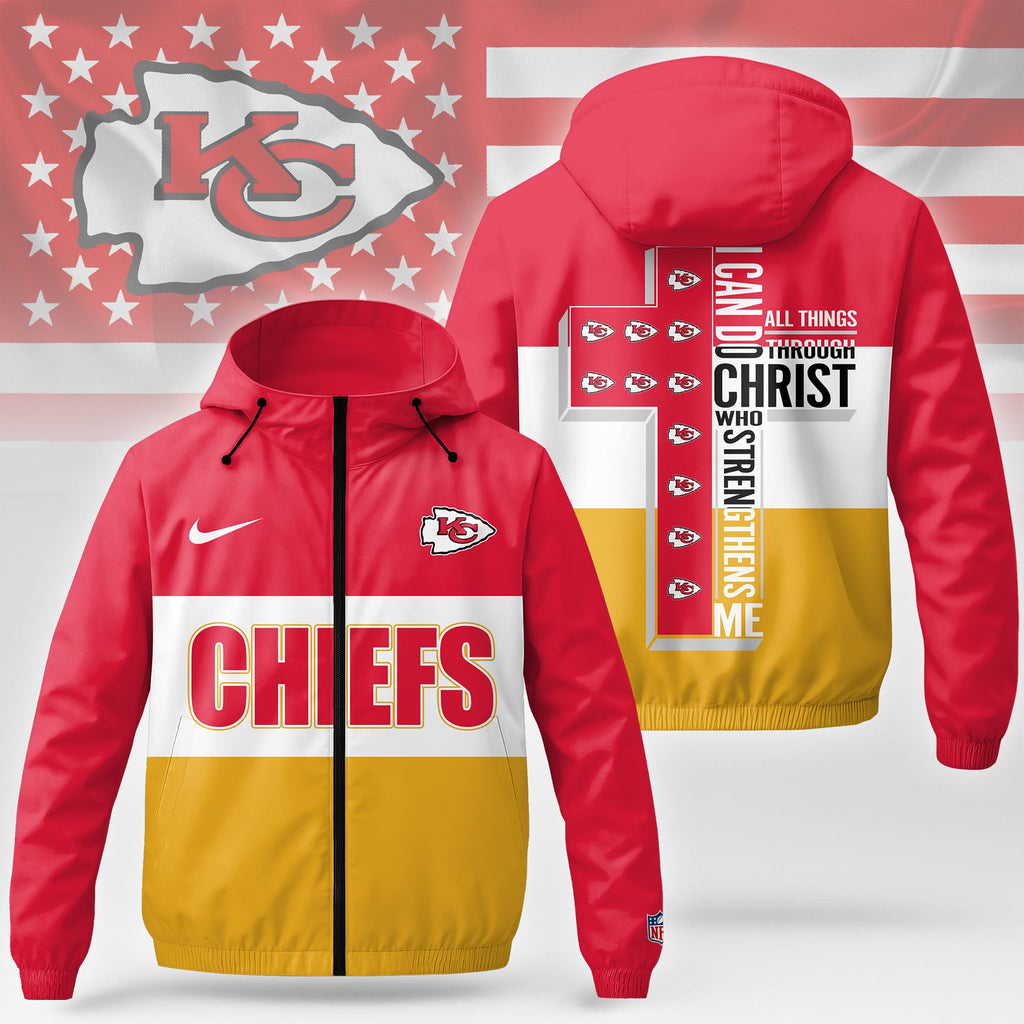 Kc.chiefs | Premium  Strength Through Christ Windbreaker Jacket Nf1