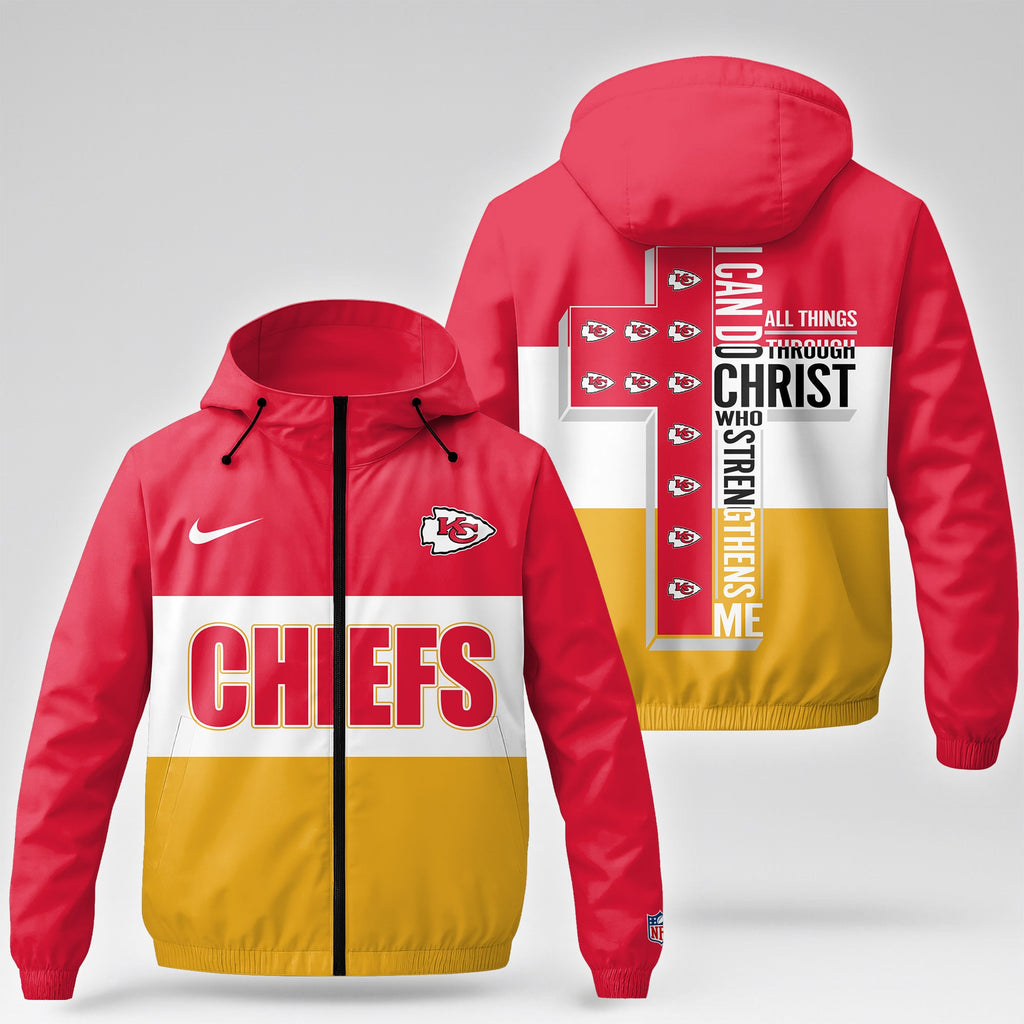 Kc.chiefs | Premium  Strength Through Christ Windbreaker Jacket Nf1