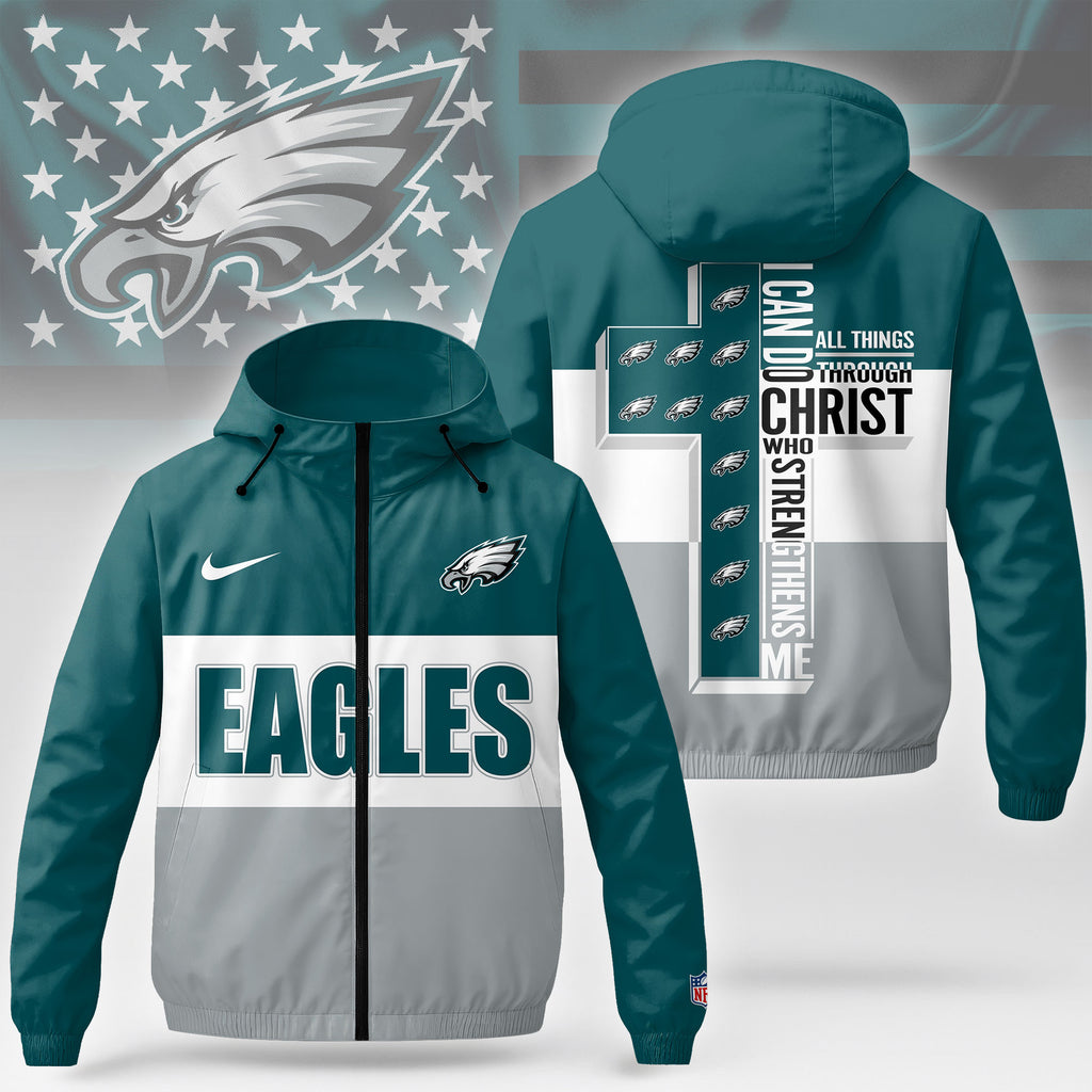 P.eagles | Premium  Strength Through Christ Windbreaker Jacket Nf1