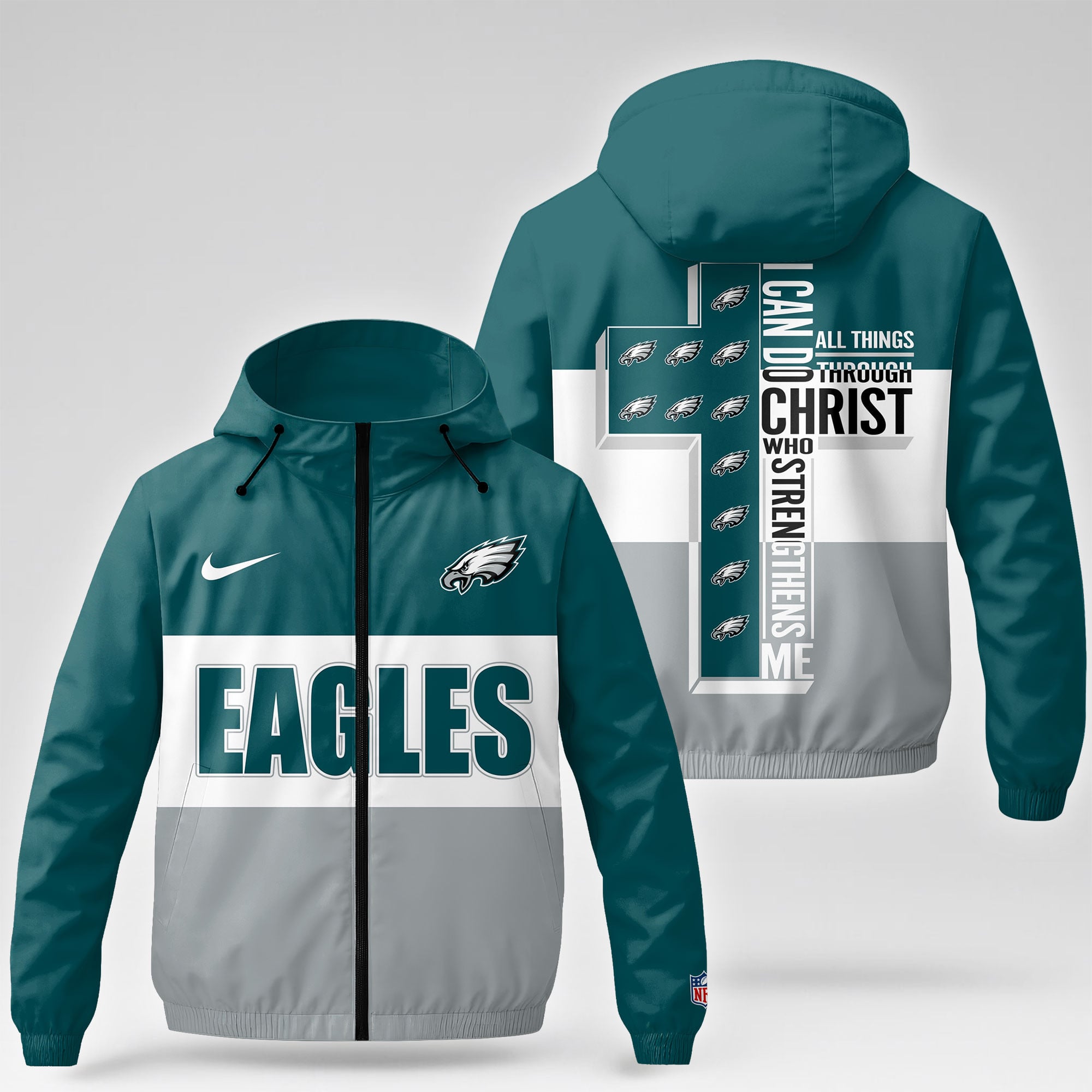 P.eagles | Premium  Strength Through Christ Windbreaker Jacket Nf1