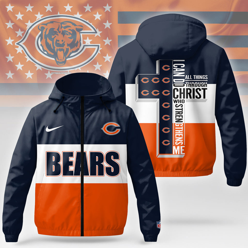 C.bears | Premium  Strength Through Christ Windbreaker Jacket Nf1