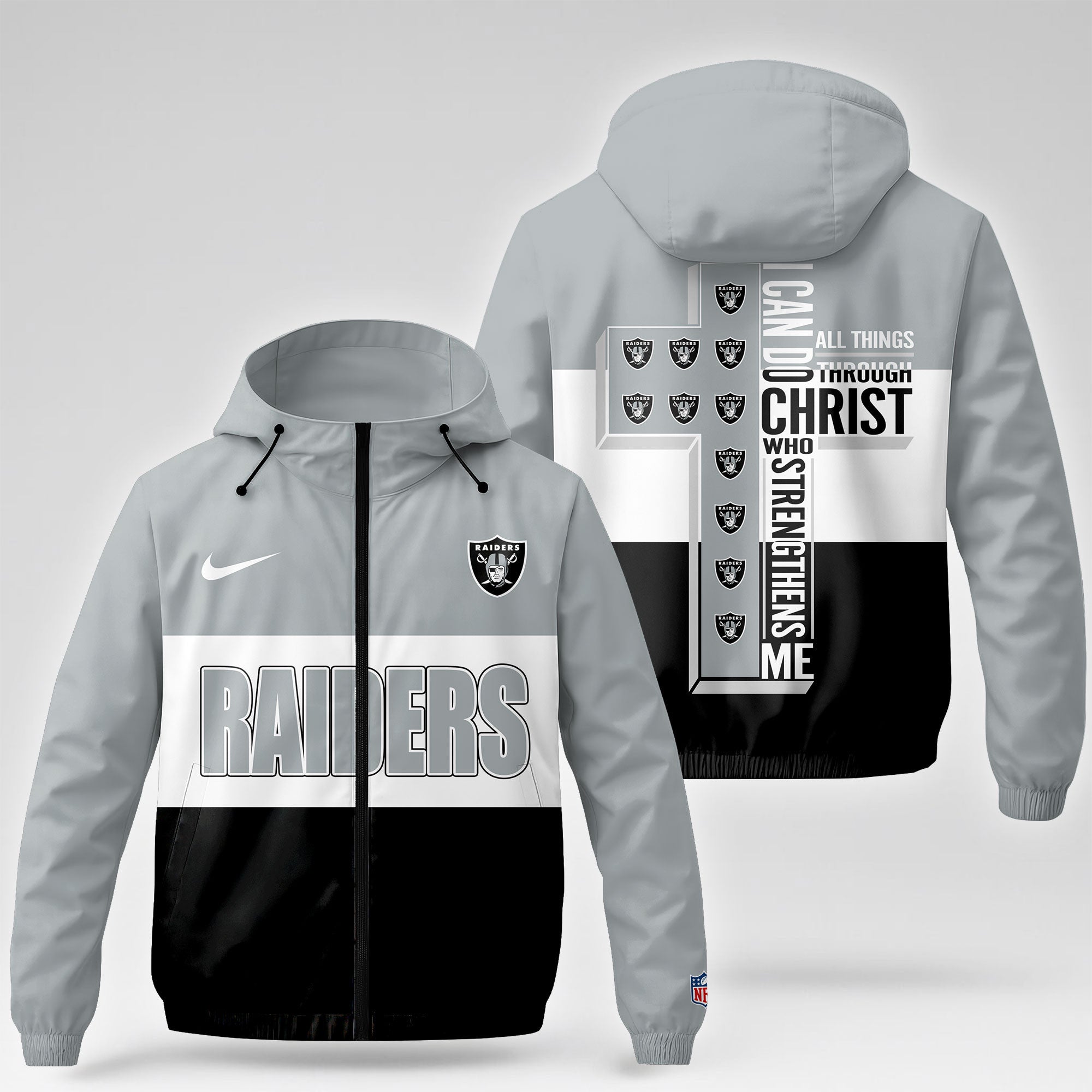 Lv.raiders | Premium  Strength Through Christ Windbreaker Jacket Nf1