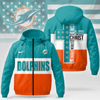 M.dolphins | Premium  Strength Through Christ Windbreaker Jacket Nf1