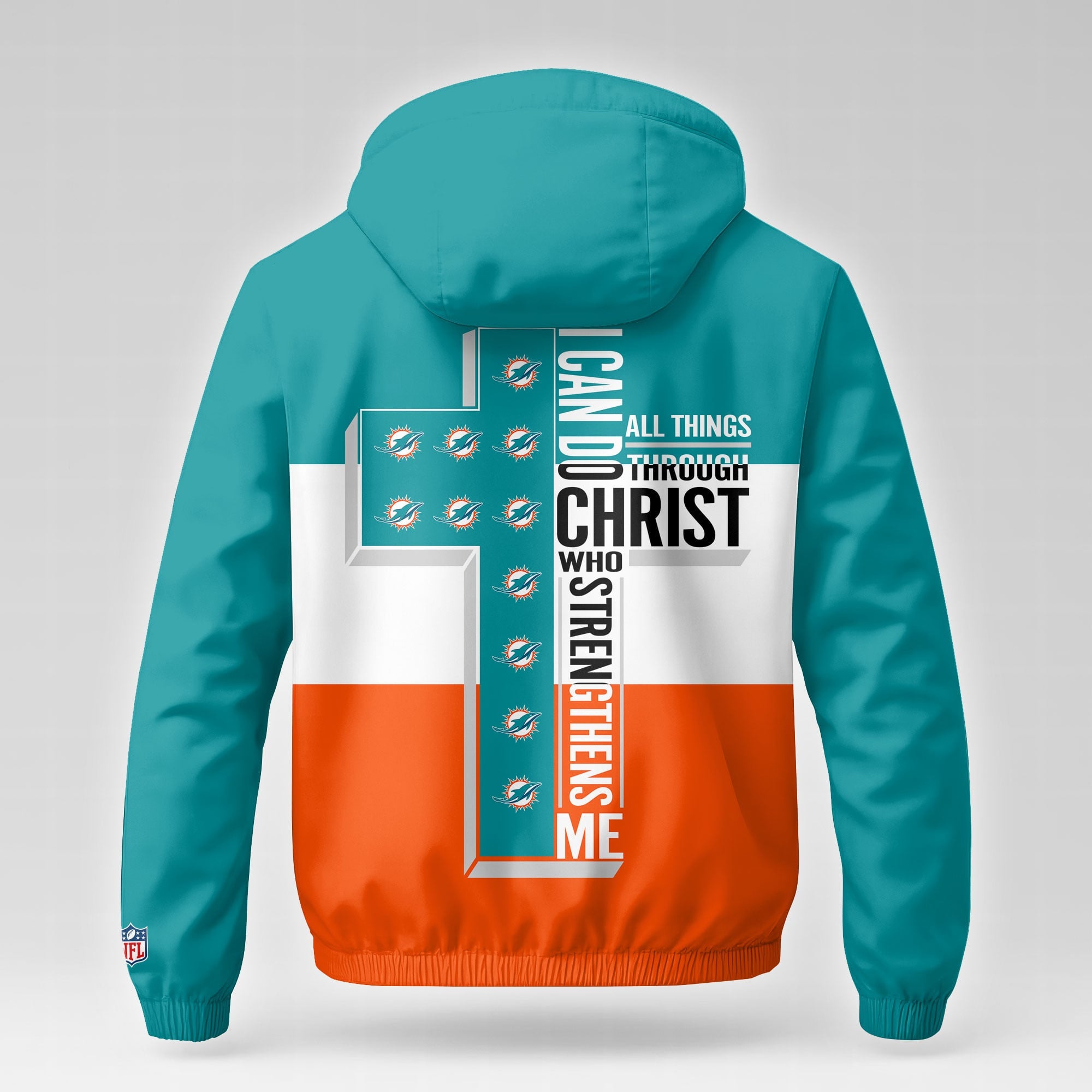 M.dolphins | Premium  Strength Through Christ Windbreaker Jacket Nf1
