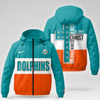 M.dolphins | Premium  Strength Through Christ Windbreaker Jacket Nf1