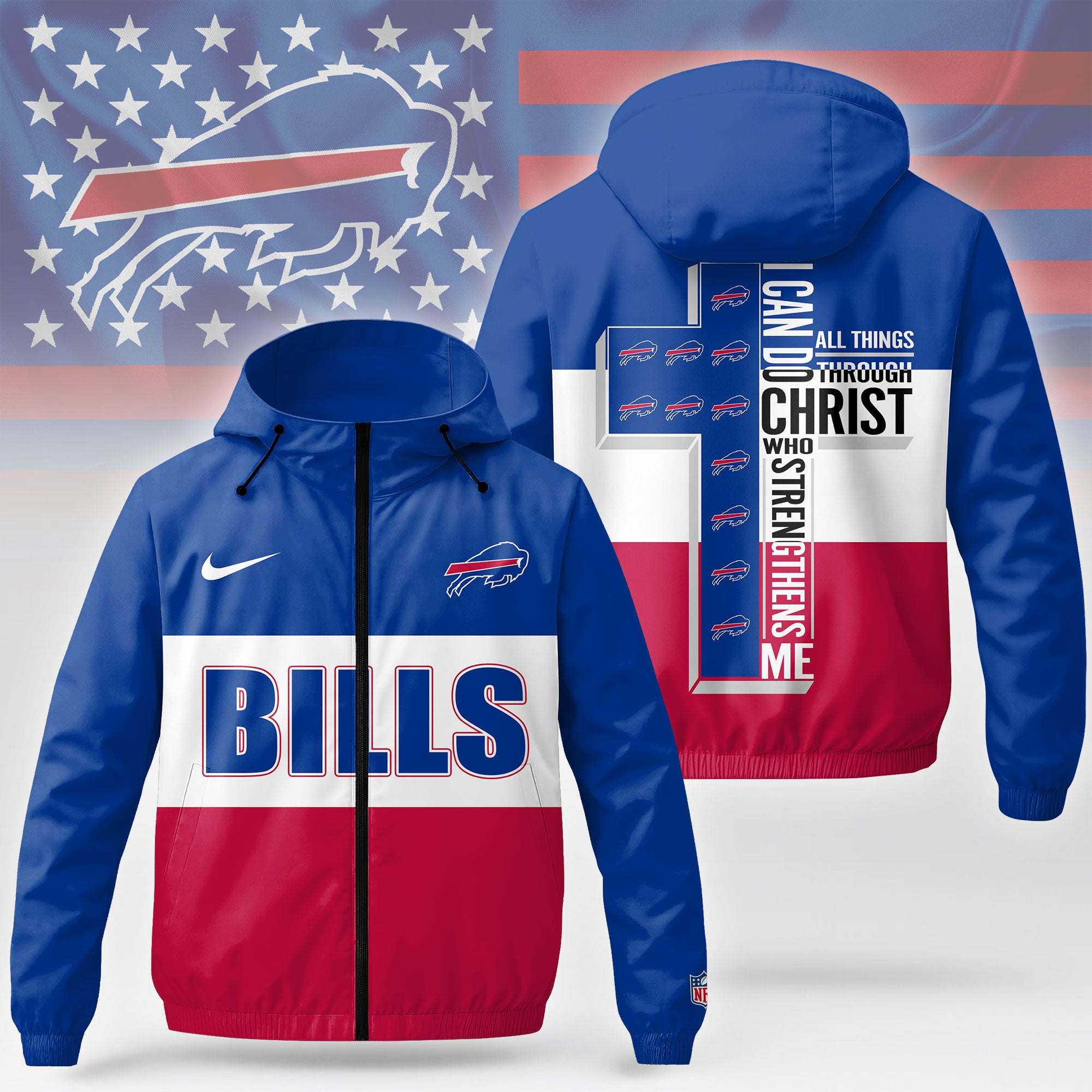 B.bills | Premium  Strength Through Christ Windbreaker Jacket Nf1