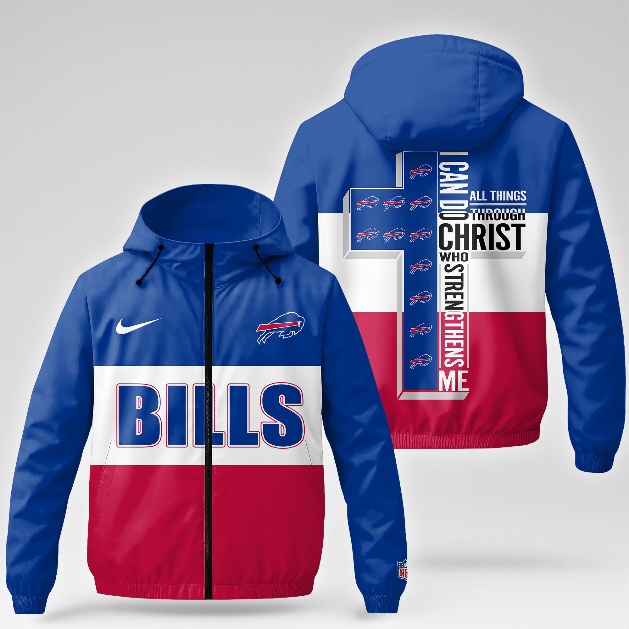 B.bills | Premium  Strength Through Christ Windbreaker Jacket Nf1