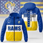 La.rams | Premium  Strength Through Christ Windbreaker Jacket Nf1