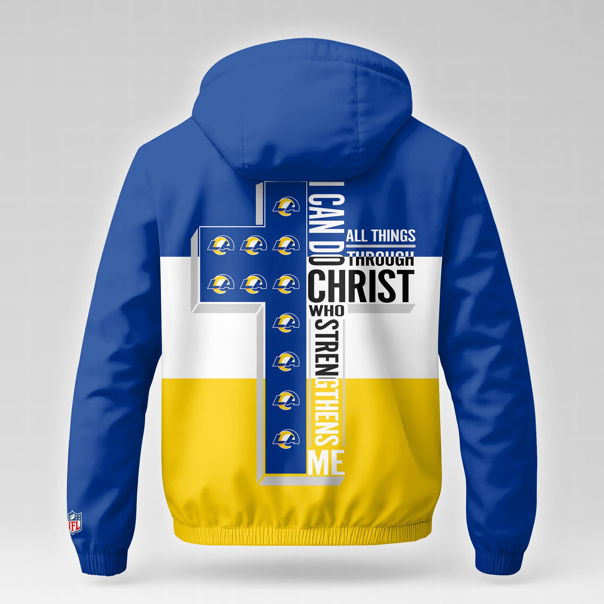 La.rams | Premium  Strength Through Christ Windbreaker Jacket Nf1