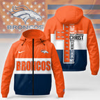 D.broncos | Premium  Strength Through Christ Windbreaker Jacket Nf1