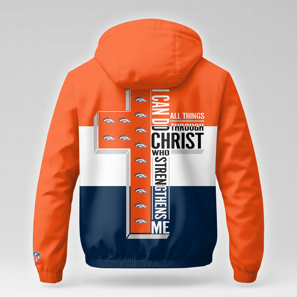 D.broncos | Premium  Strength Through Christ Windbreaker Jacket Nf1