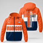 D.broncos | Premium  Strength Through Christ Windbreaker Jacket Nf1
