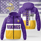 M.vikings | Premium  Strength Through Christ Windbreaker Jacket Nf1
